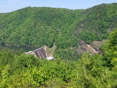 A view of Tugalo Dam on the way down to Tugalo Park.